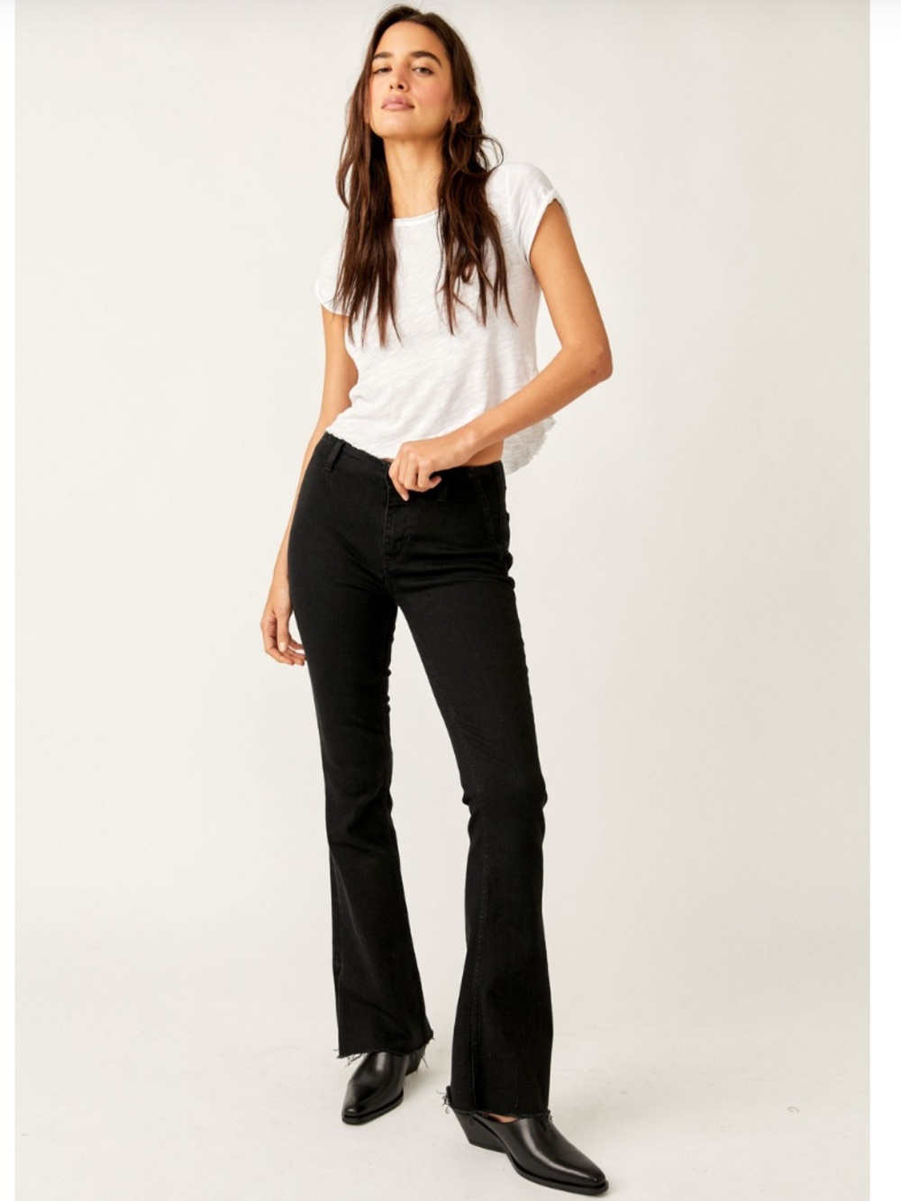 Free People Level Up Slit Bootcut Jeans Black
